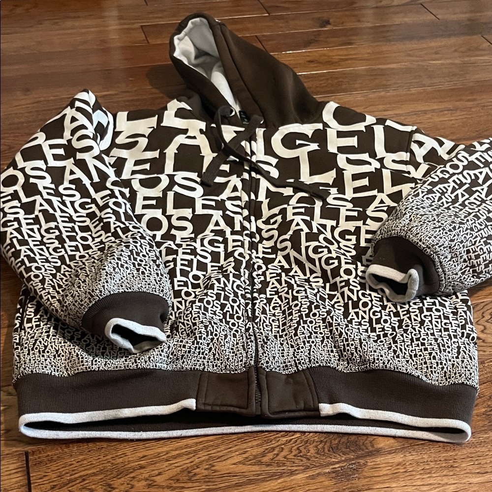 Los Angeles Print Brown Bomber Jacket